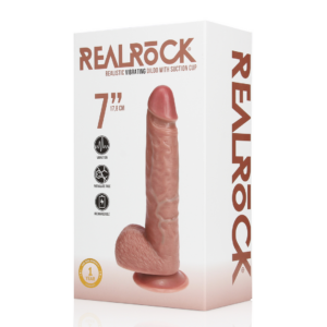 Vibrating Regular Straight Cock with Balls – 7 / 18 cm – Tan