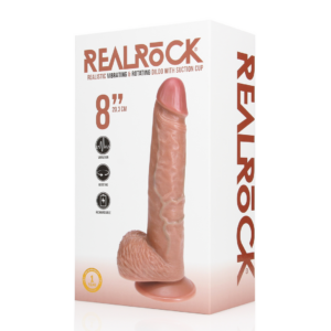 Vibrating and Rotating Straight Cock with Balls – 8 / 20,5 cm – Tan
