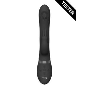 Rini – Pulse Wave  Vibrating Double Penetration Rabbit – Black – Tester